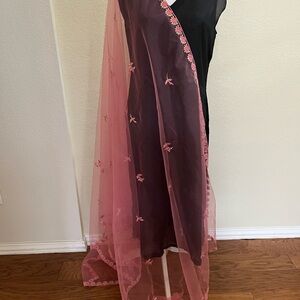 Rose Pink Net Dupatta by Sana Safinaz